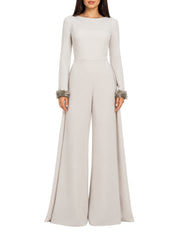Hand embroiderd 3d flower cape jumpsuit