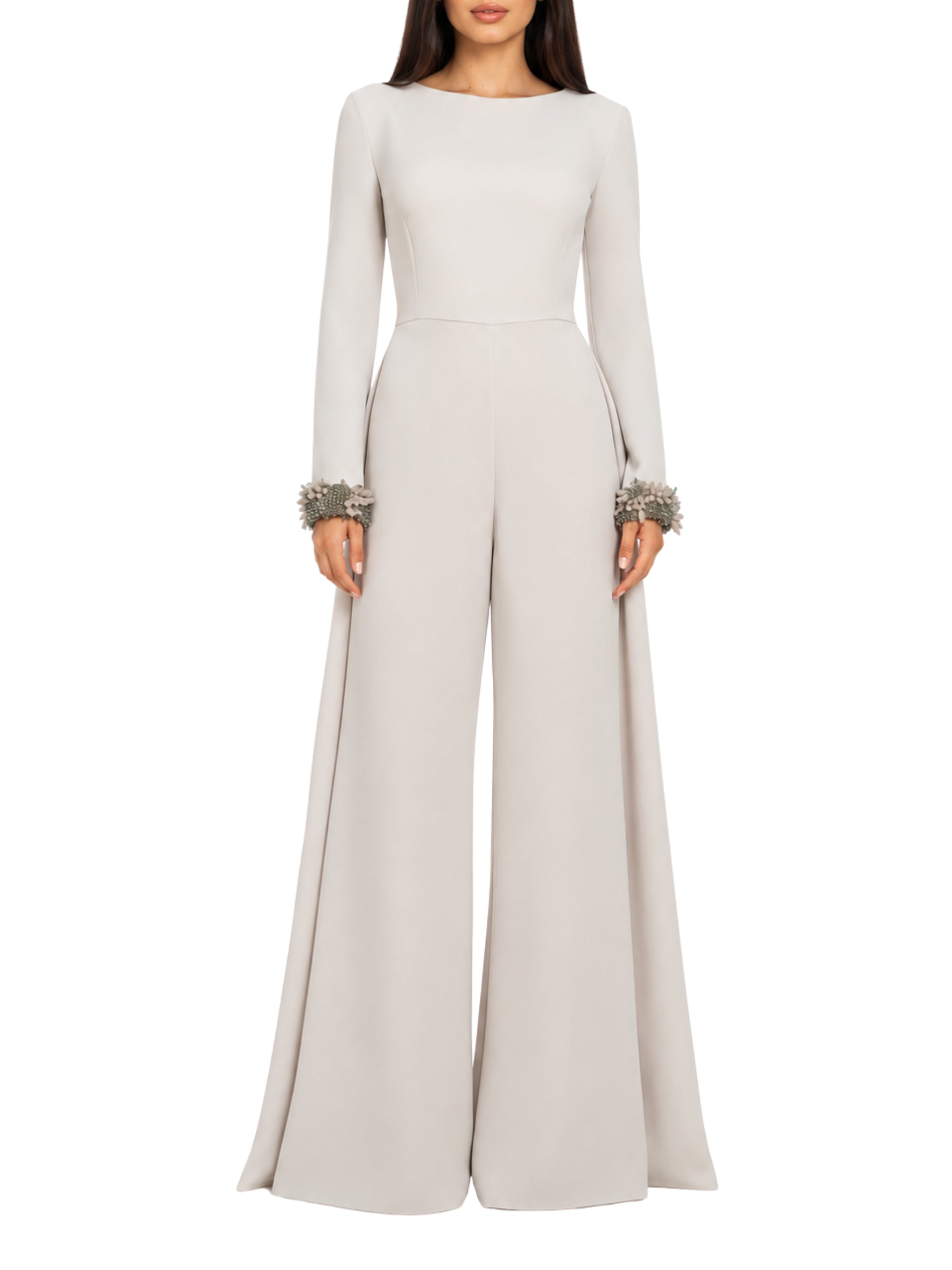Hand embroiderd 3d flower cape jumpsuit