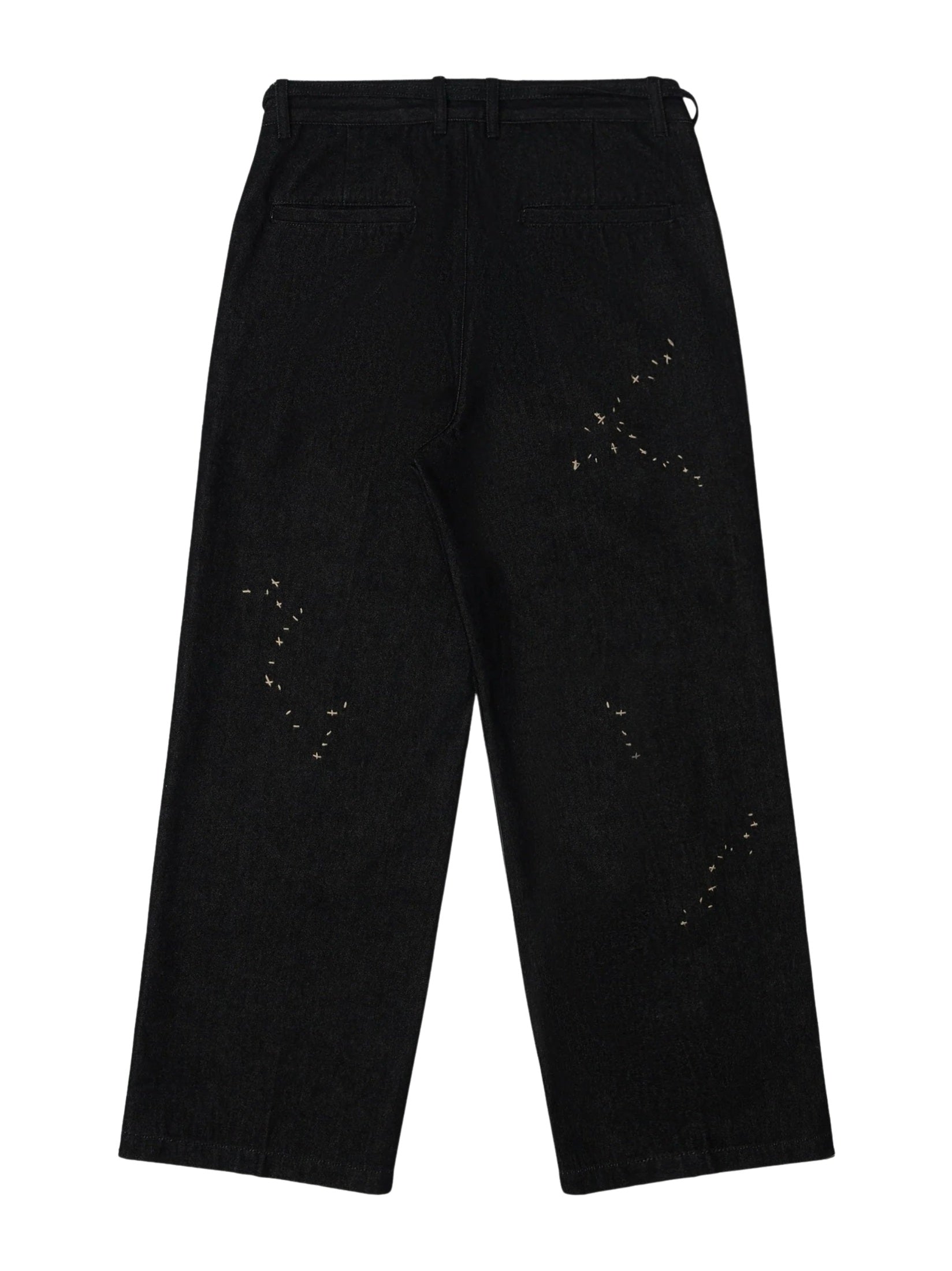 Lazy denim pleated trousers faded black