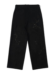 Lazy denim pleated trousers faded black
