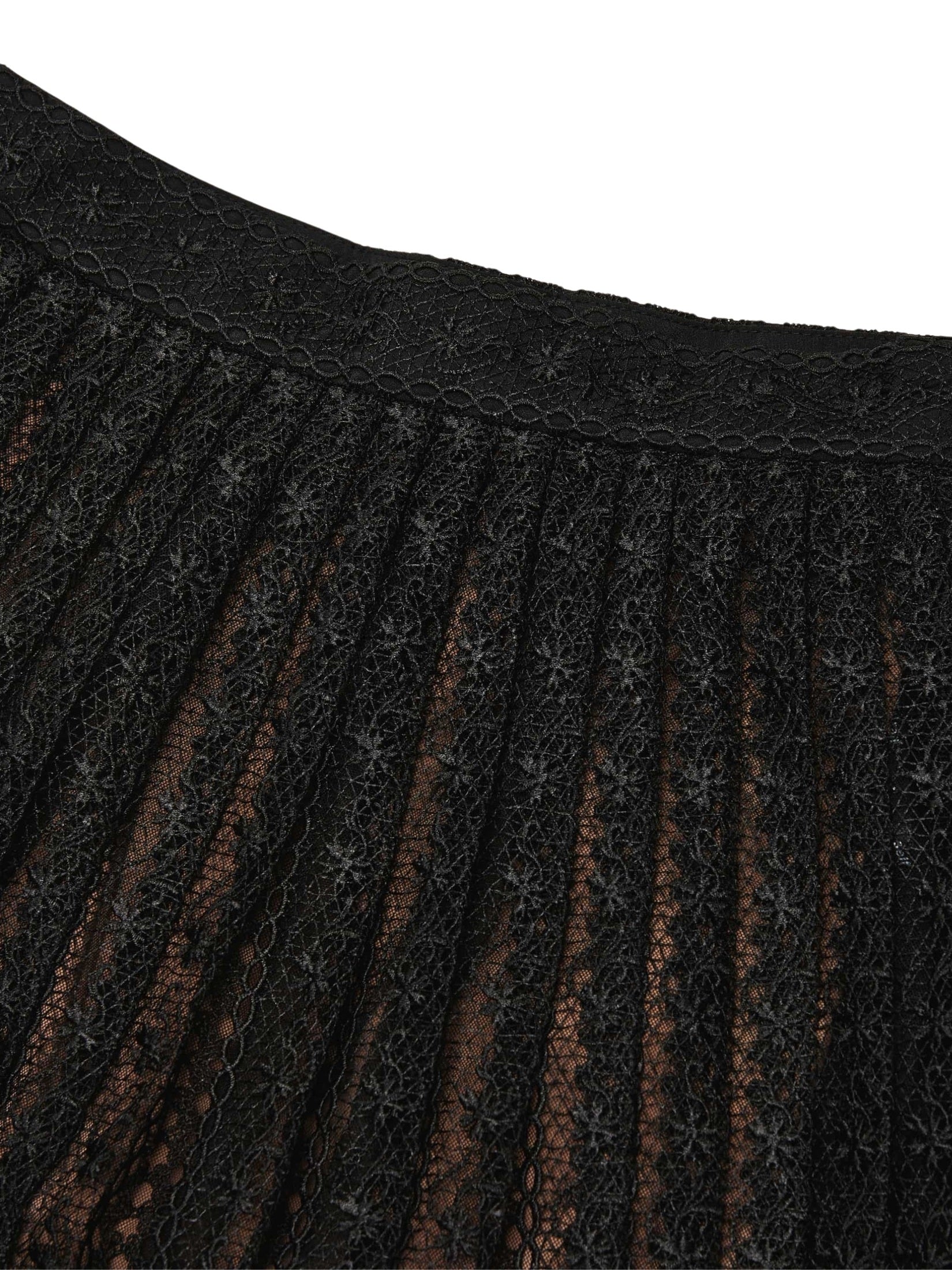 Black organza lace midi skirt
