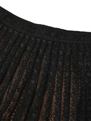 BLACK ORGANZA LACE MIDI SKIRT
