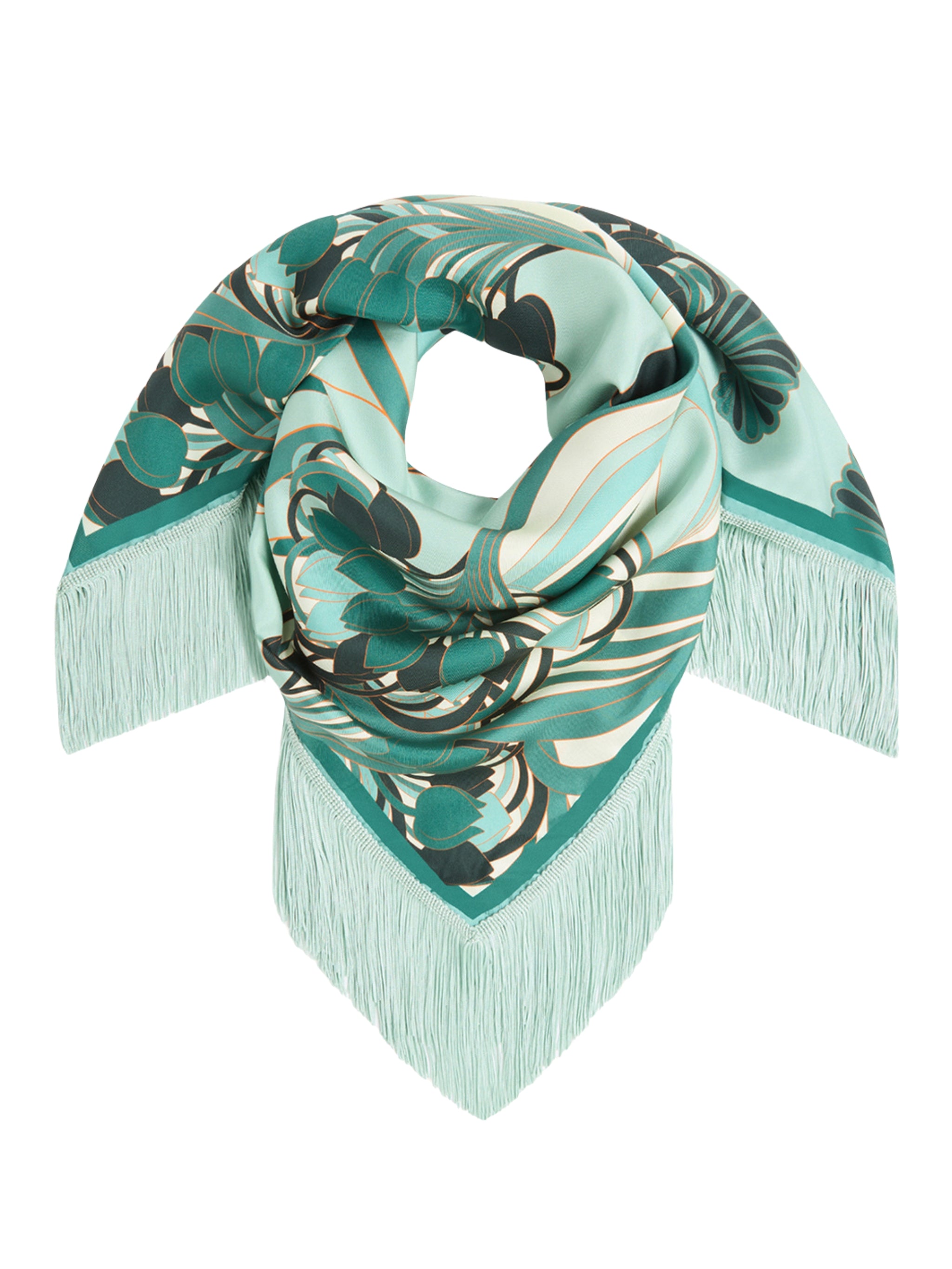 Reversible fringe foulard 90 blooming tulip placee