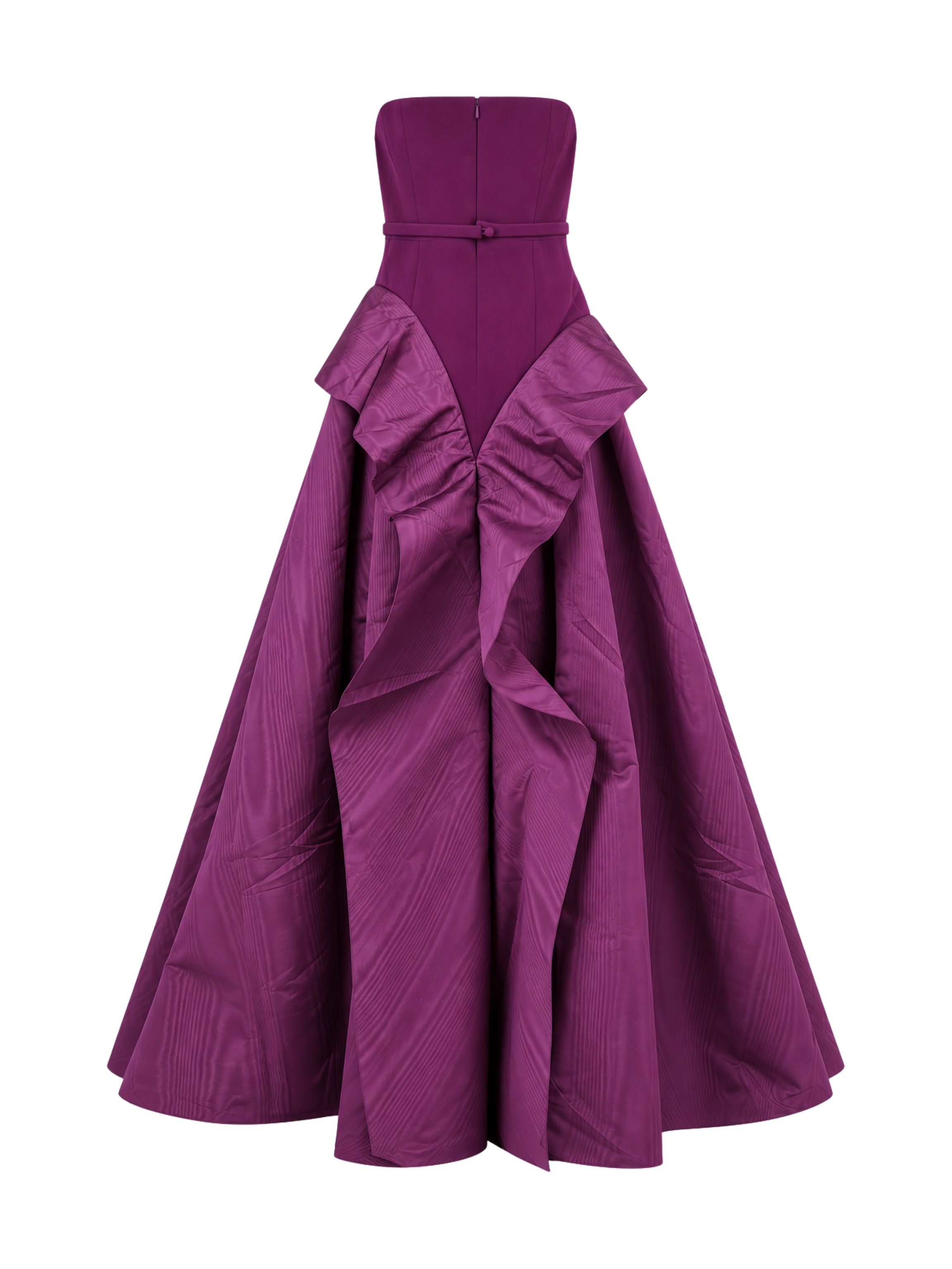 Strapless gown with contrast flare detail