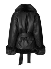 Faux fur leather jacket