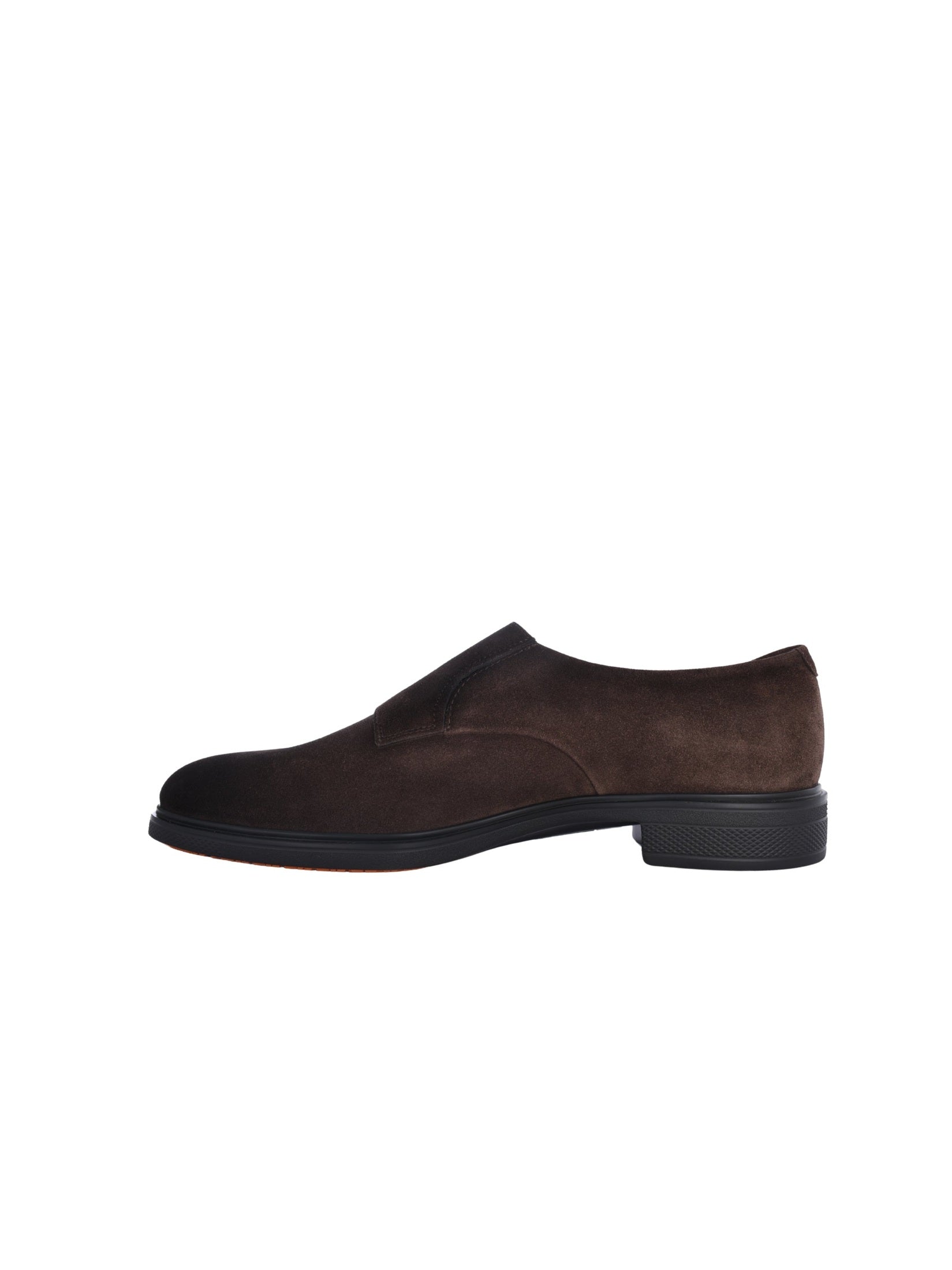 Men's brown suede monk shoes