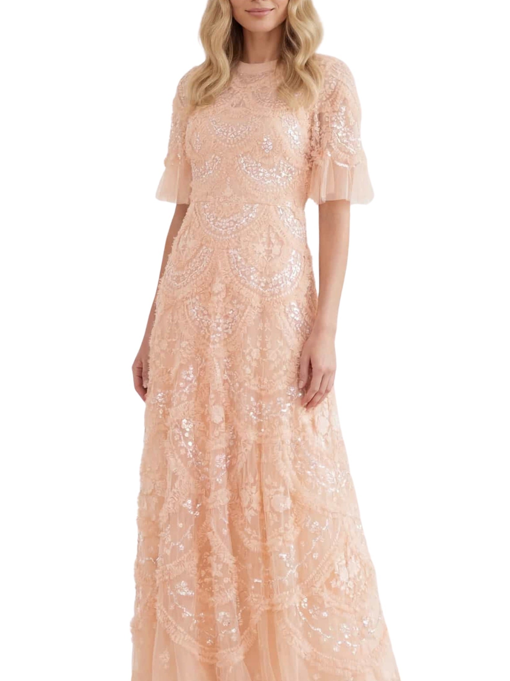 Carmen ruffle ankle gown