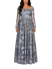 Hand embroiderd flowers -long sleeve dress-waist cut dress