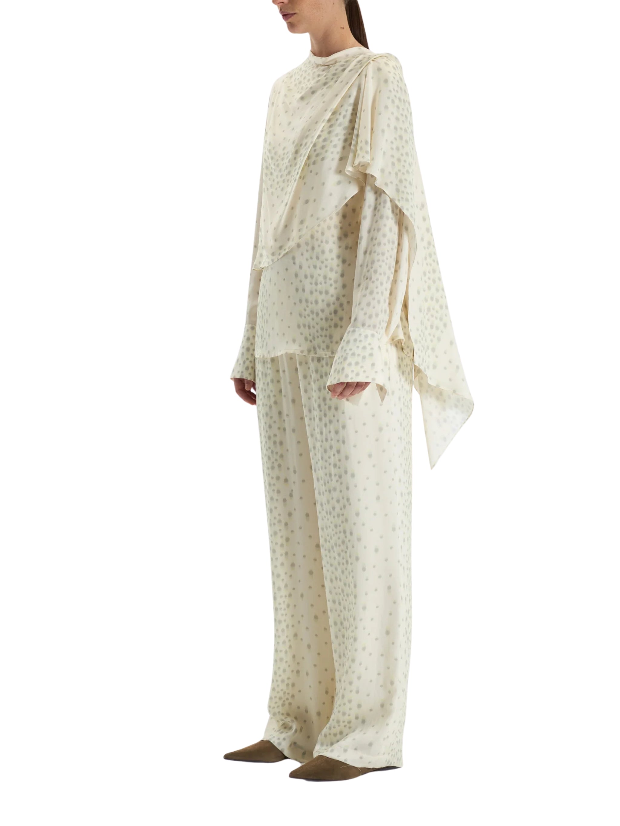 POLKA DOT DRAPED BLOUSE