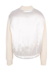 Satin padded bomber with knit sleeve