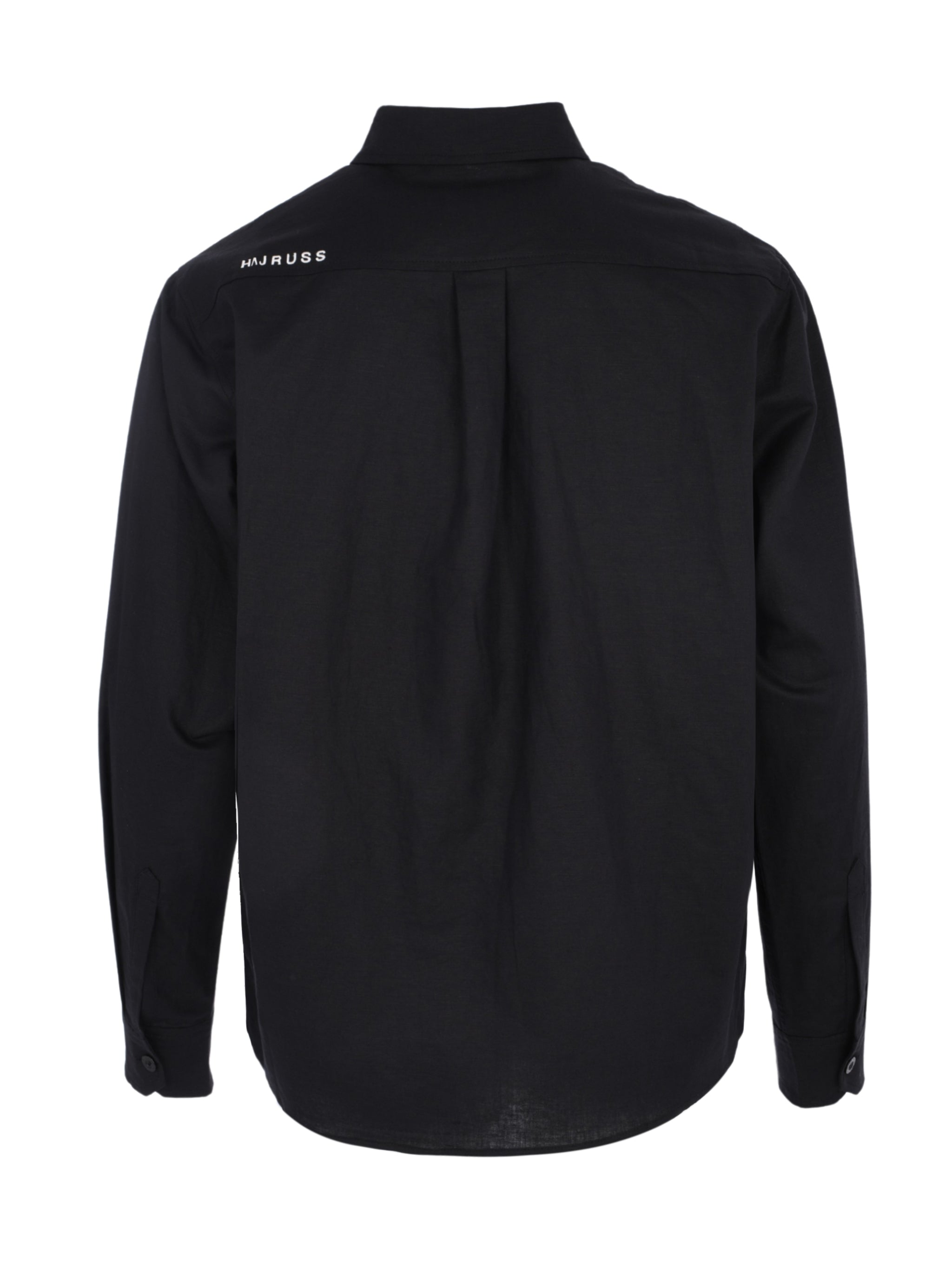 BLACK LINEN LONG SLEEVE SHIRT