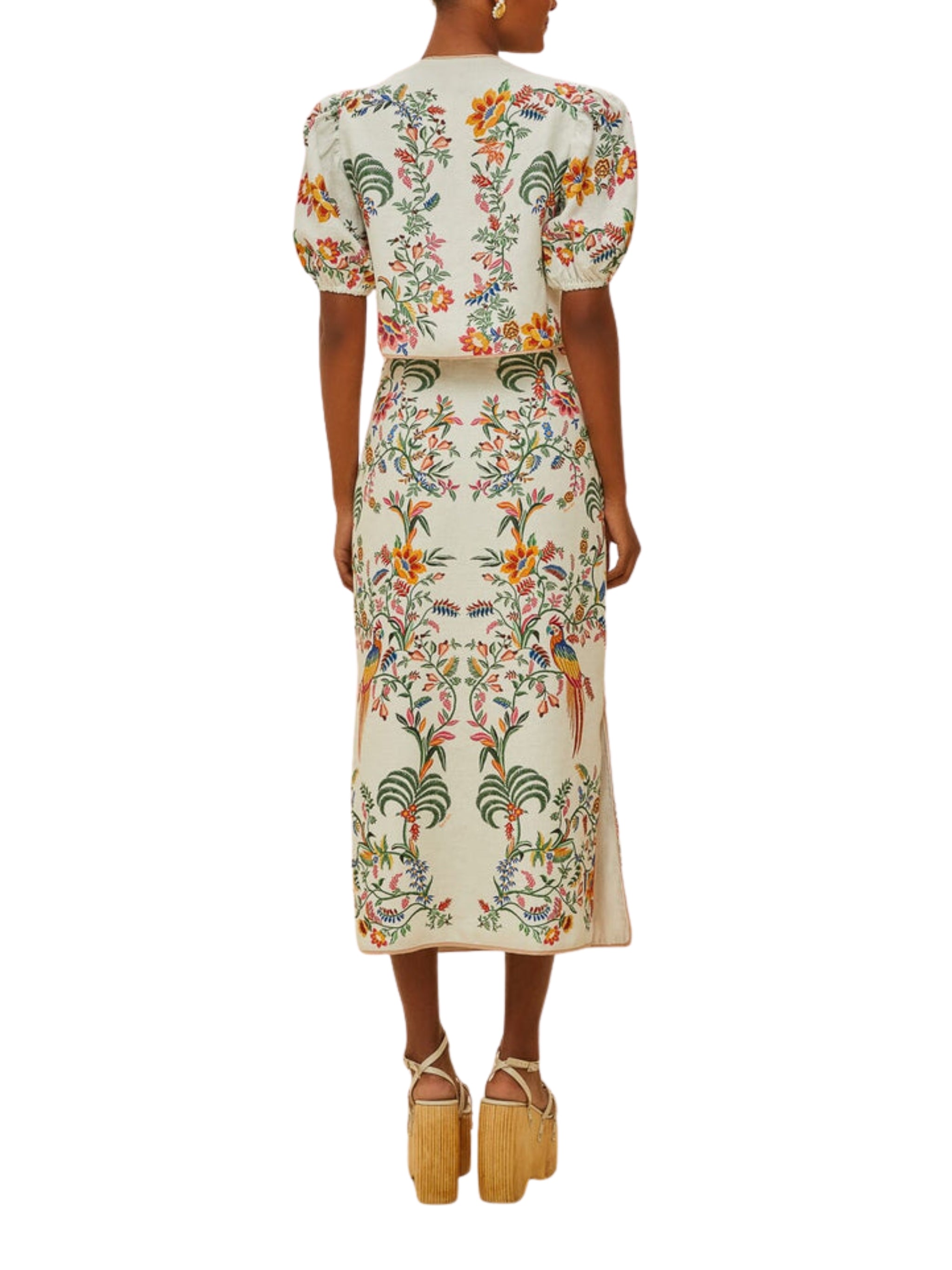 DELICATE FOREST OFF-WHITE MIDI SKIRT