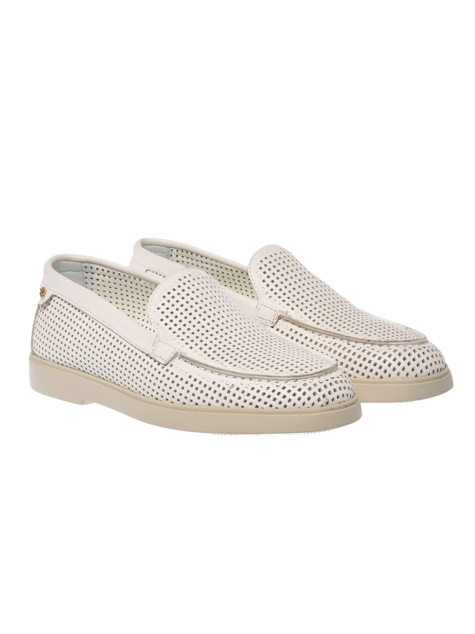 Off white perforated leather slip-on