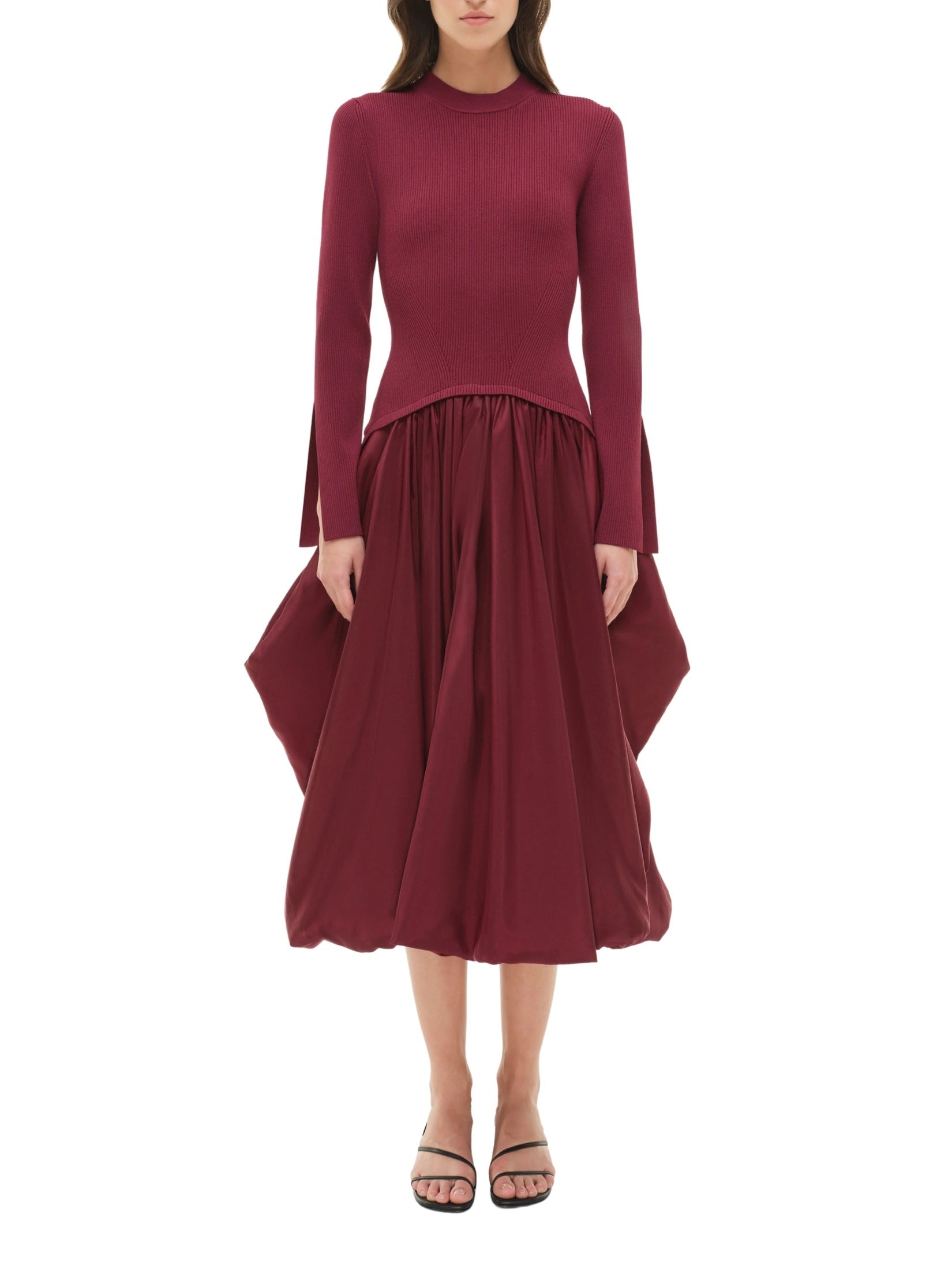 Kenlie l/s mock neck midi dress