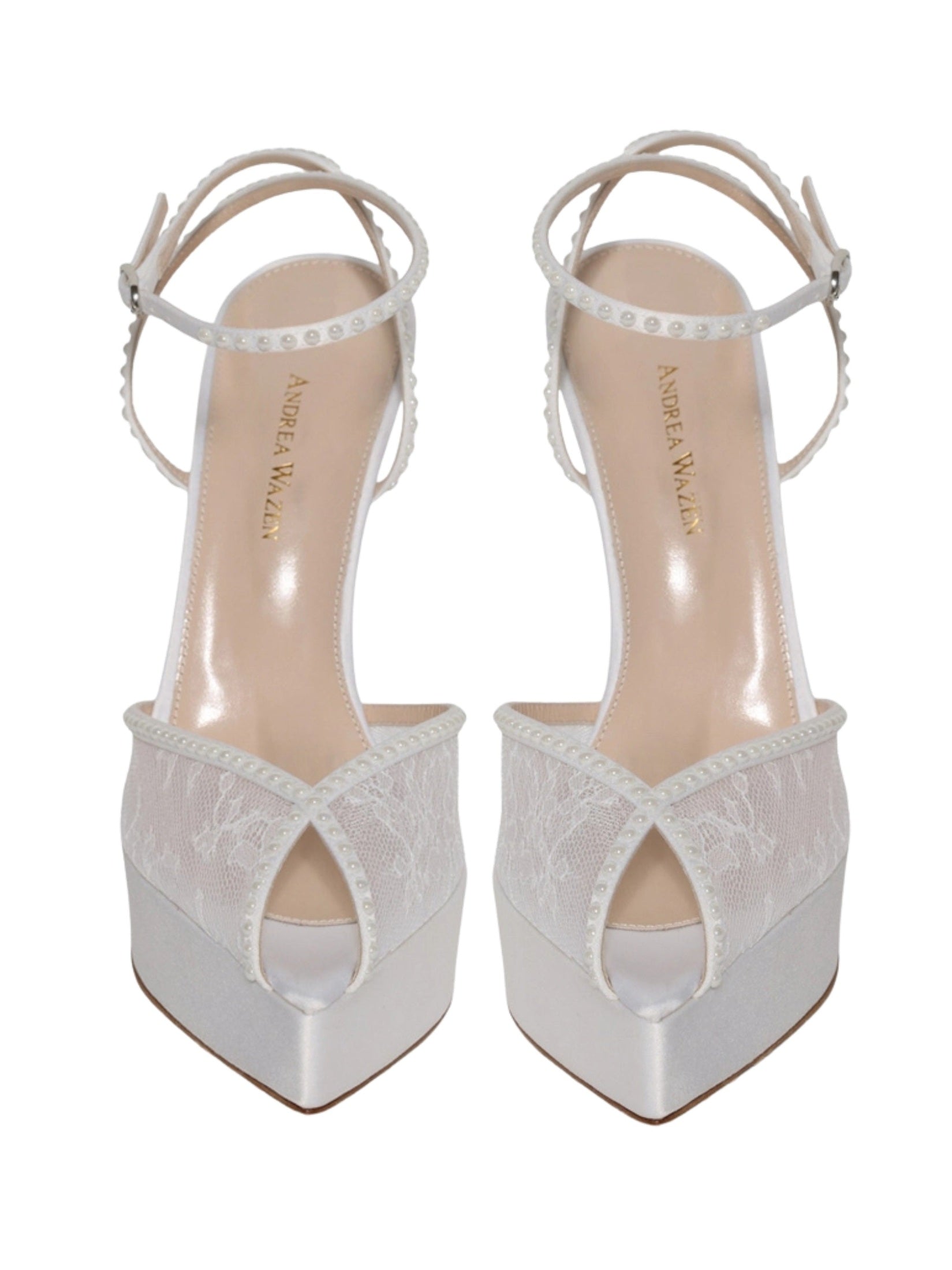 Katy platform 140 white lace pearl