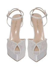 Katy platform 140 white lace pearl