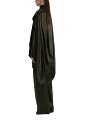 KHAKI EMBELLISHED DRAPED BLOUSE