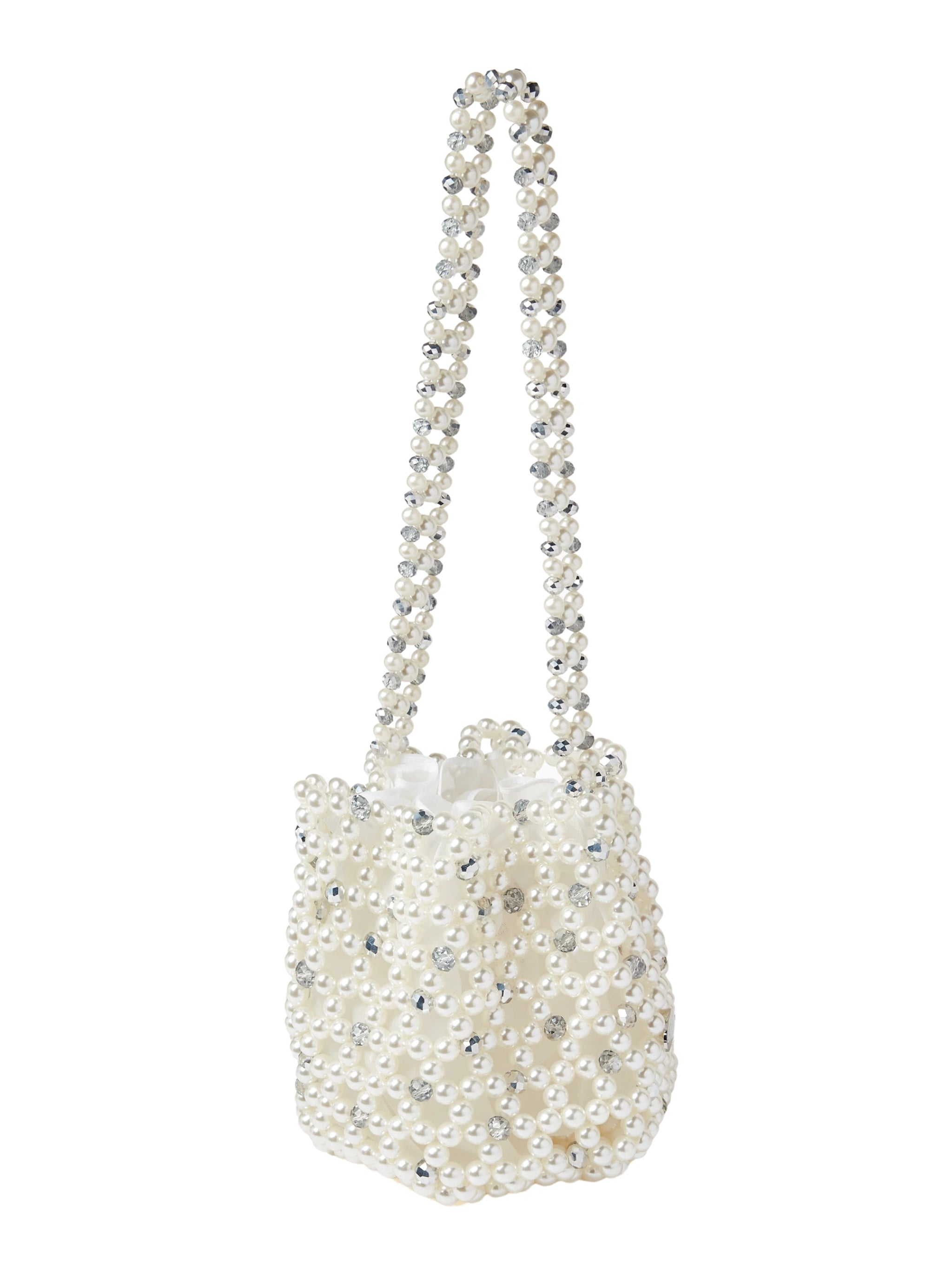 Ivory & silver bibi bucket bag