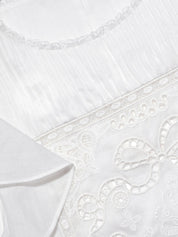 White Ramie Lace Frill Top