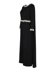 Hand embroiderd  -long sleeve jump suite-waist cut jump suit cape