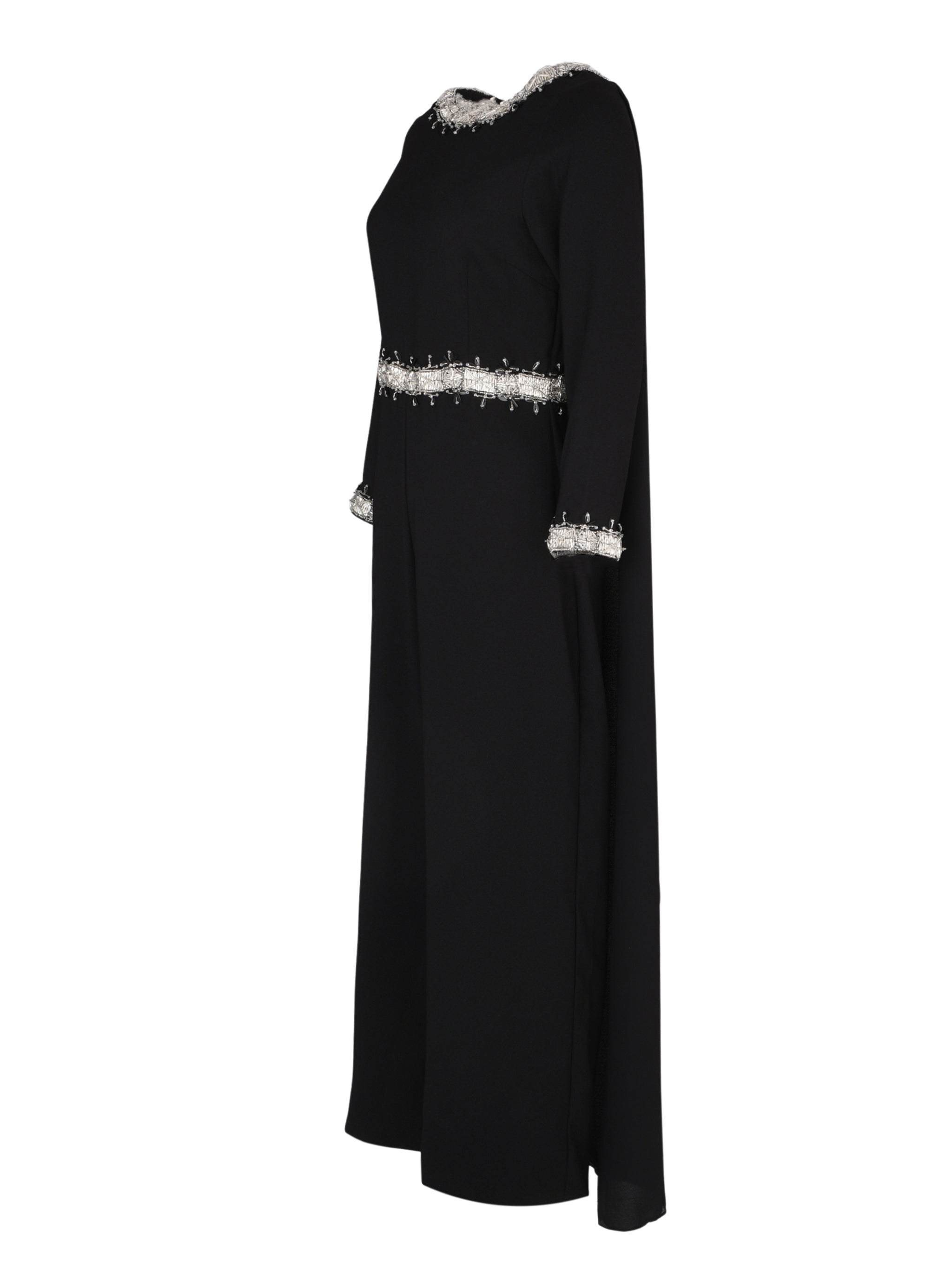 Hand embroiderd  -long sleeve jump suite-waist cut jump suit cape
