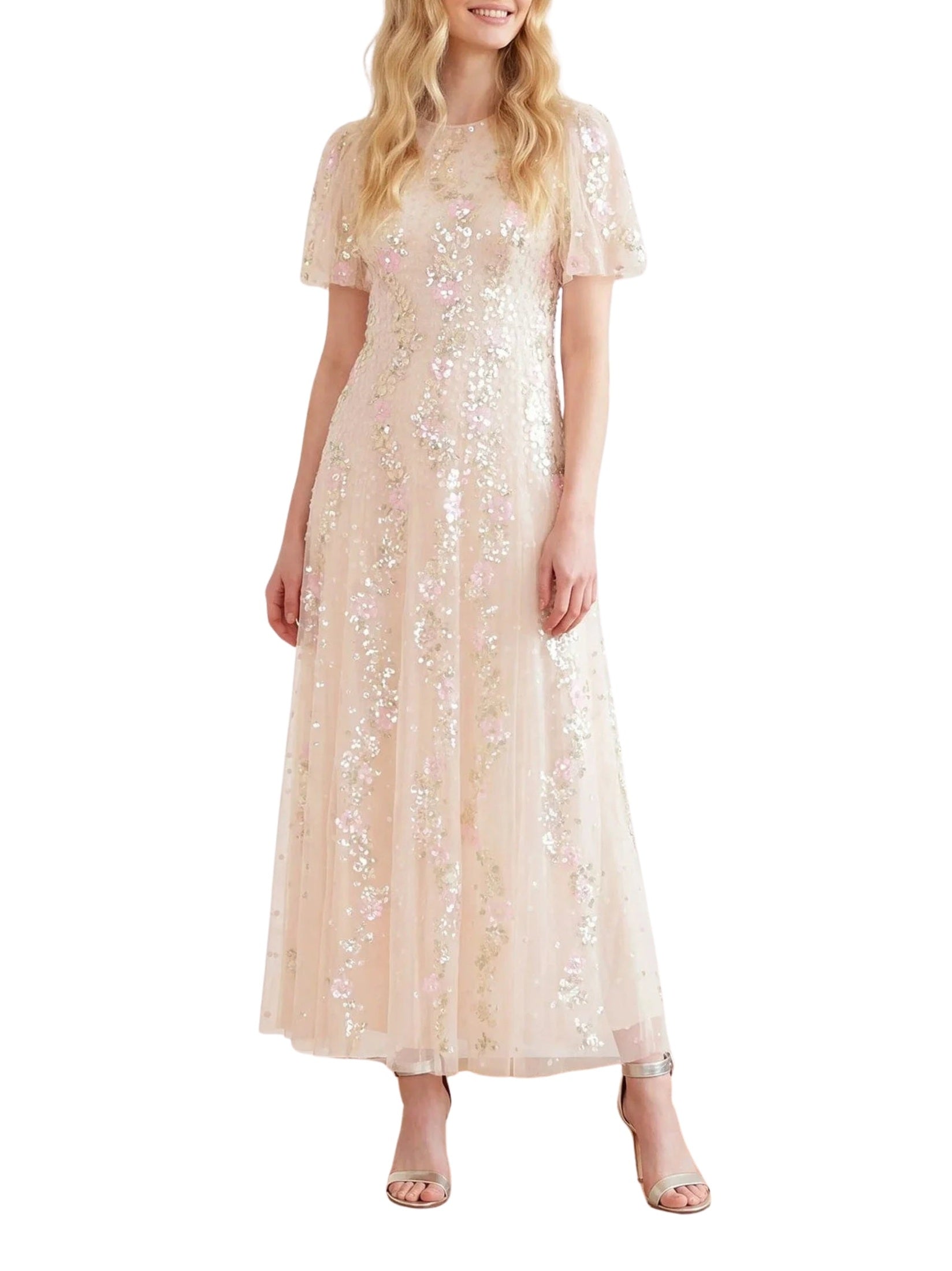 Confetti round neck ankle gown