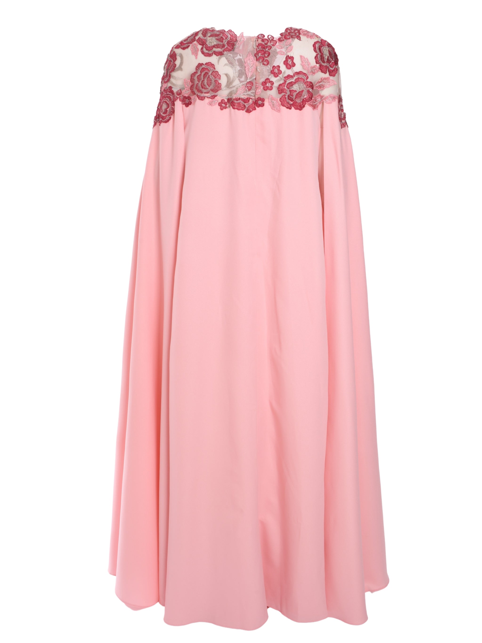 PINK KAFTAN WITH FLORAL CHIFFON TULLE