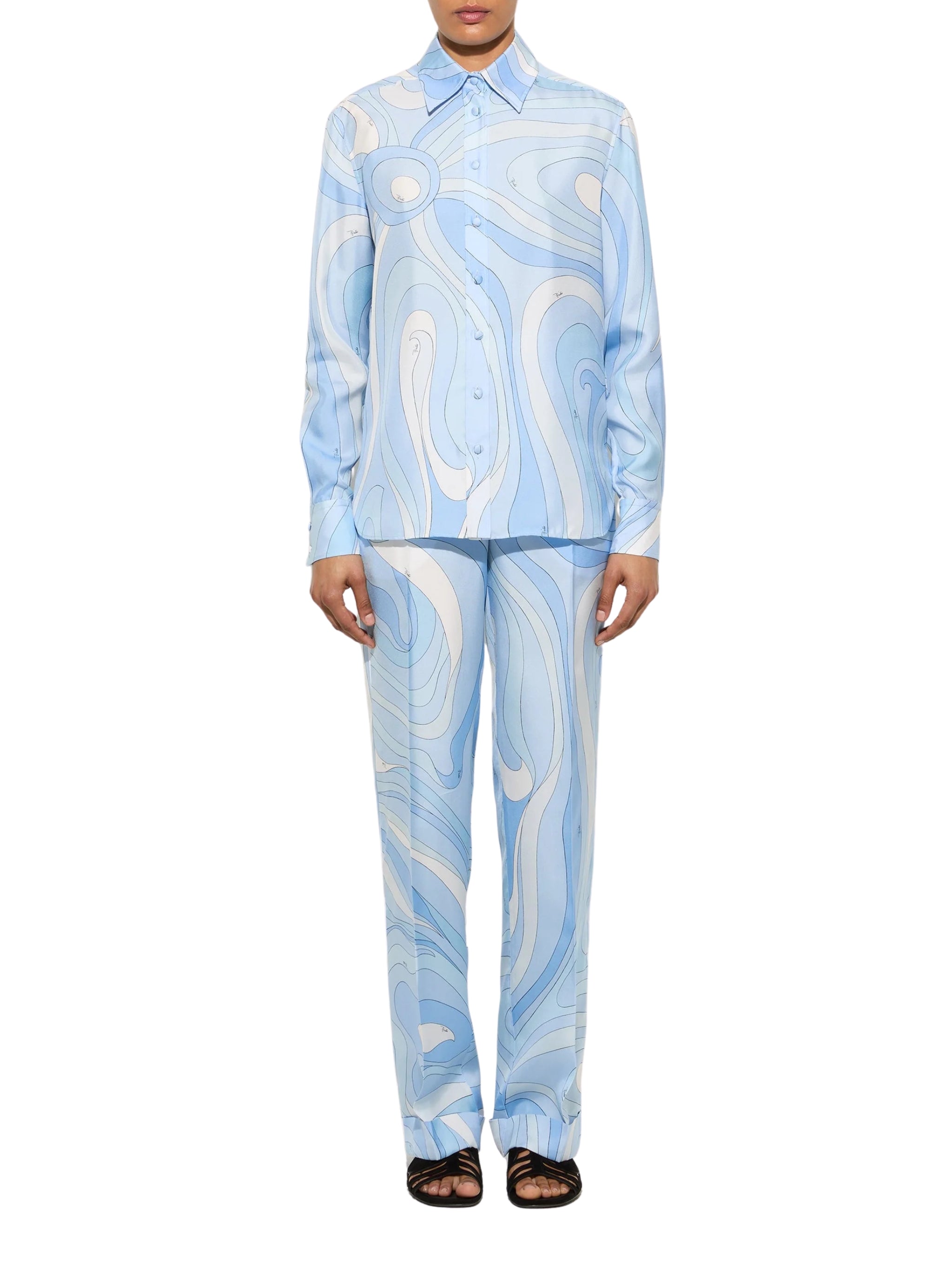 Marmo print silk pants