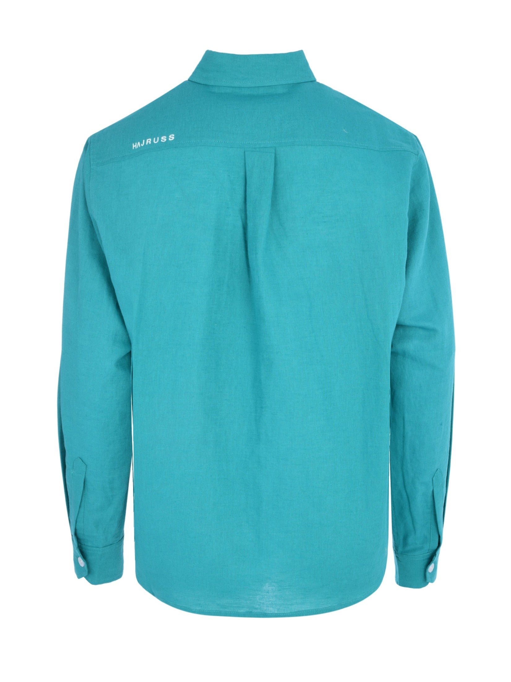 Turquoise linen long sleeve shirt