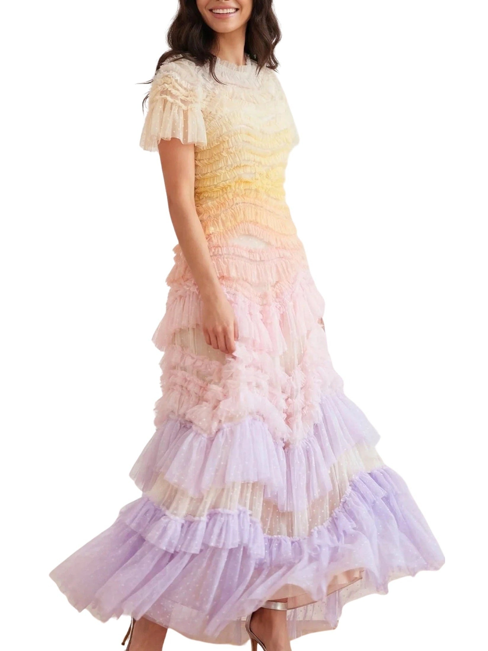 Wild rose ombre short sleeve gown