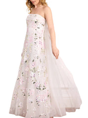 Wisteria sequin strapless cape gown