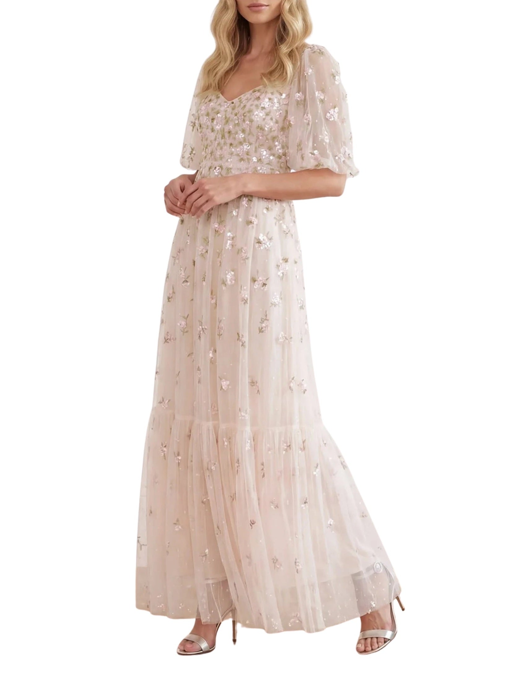 Meadow ditsy sweetheart ankle gown
