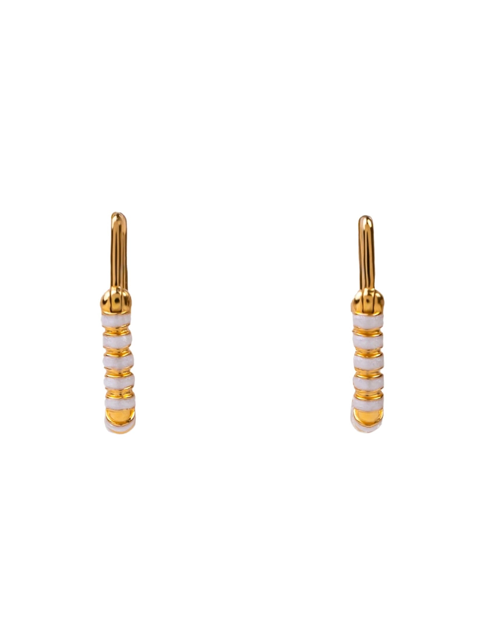 Nail lock earrings in sterling silver & 18k gold vermeil and white enamel