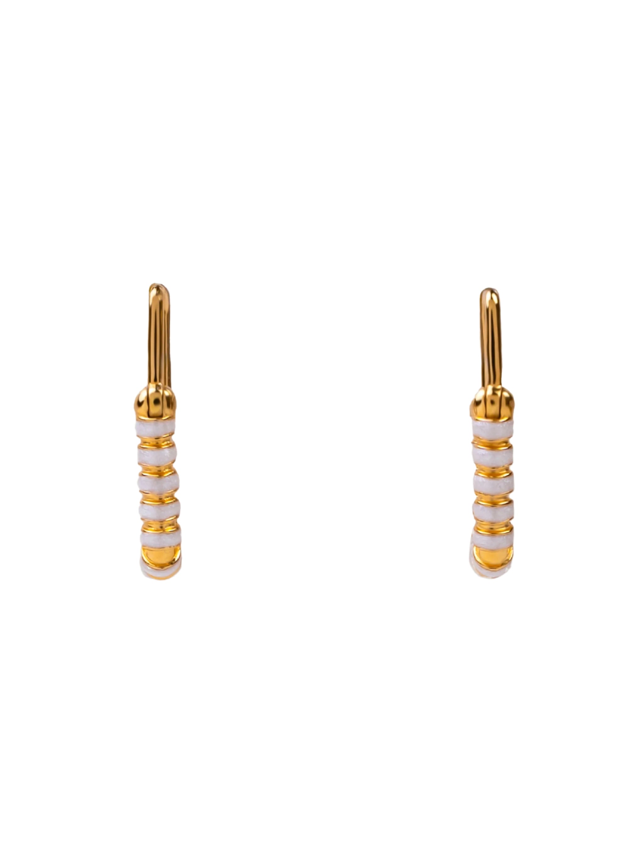 Nail lock earrings in sterling silver & 18k gold vermeil and white enamel