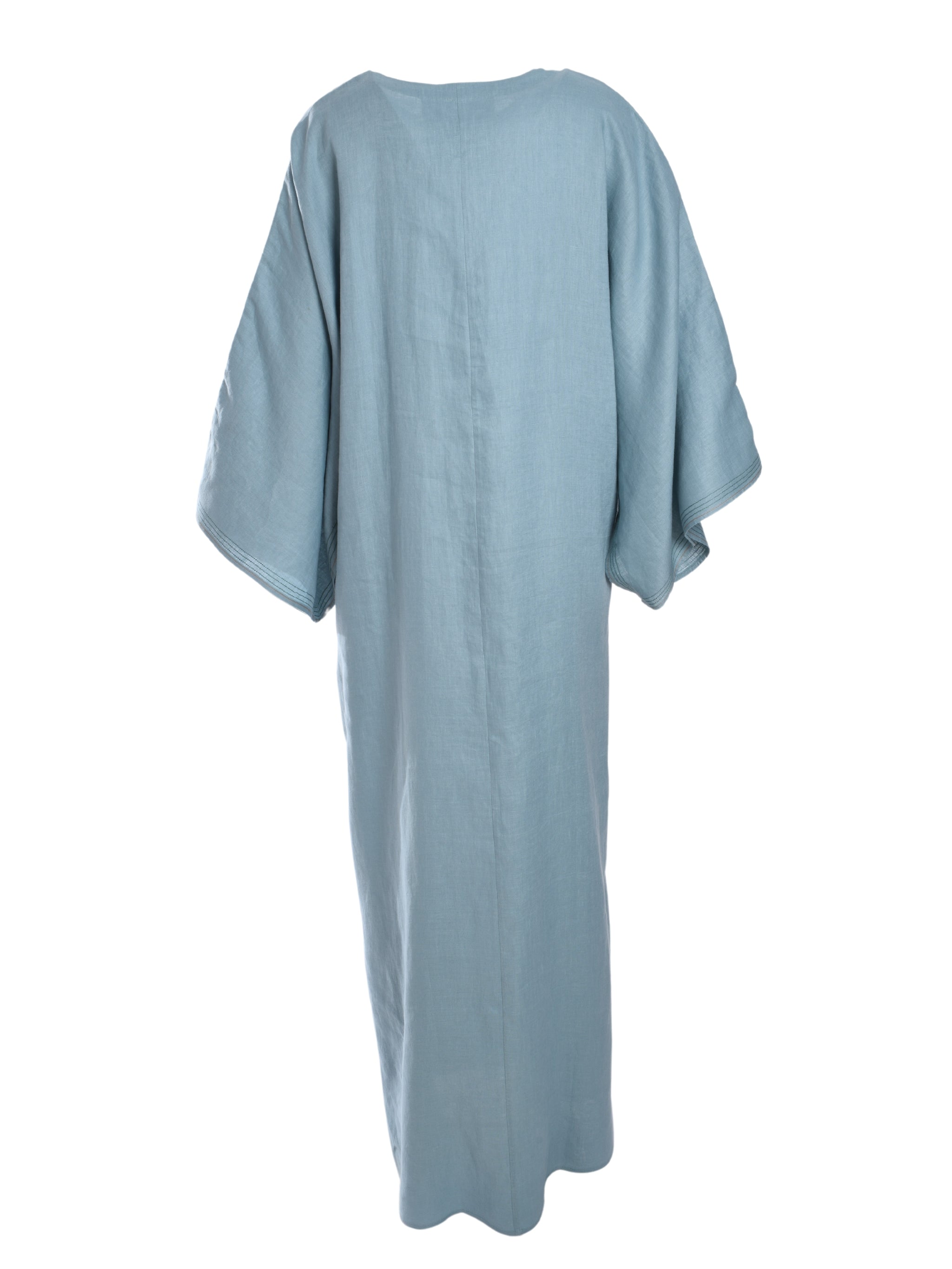 BLUE KAFTAN WITH FLOWER EMB