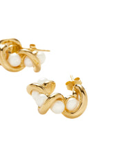 MOLTEN PEARL TWISTED MINI DOUBLE HOOP EARRINGS