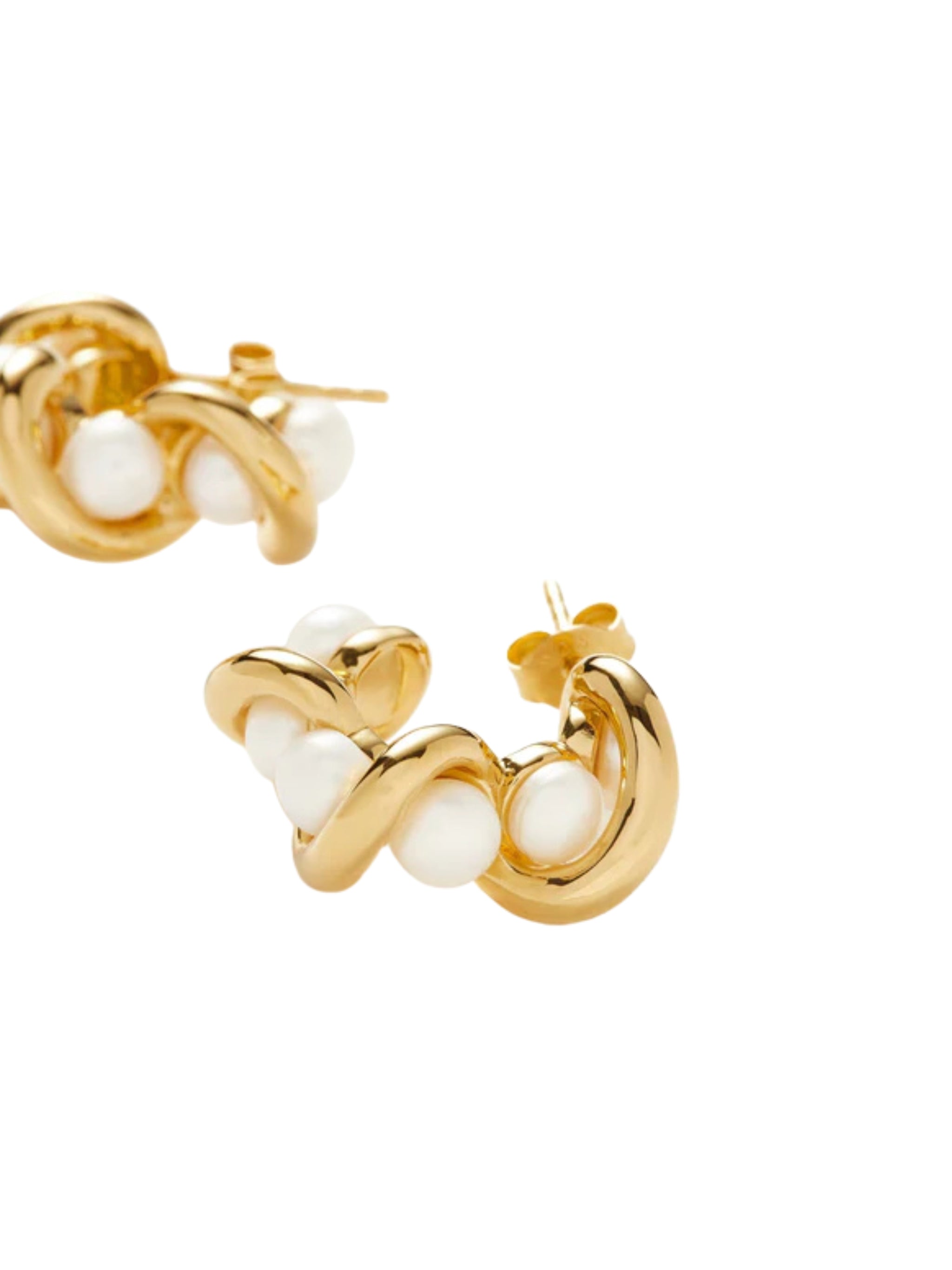 MOLTEN PEARL TWISTED MINI DOUBLE HOOP EARRINGS