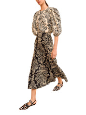 Clarisse trumpet midi skirt - Noir Flora
