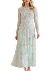 Garden rose long sleeve ankle gown