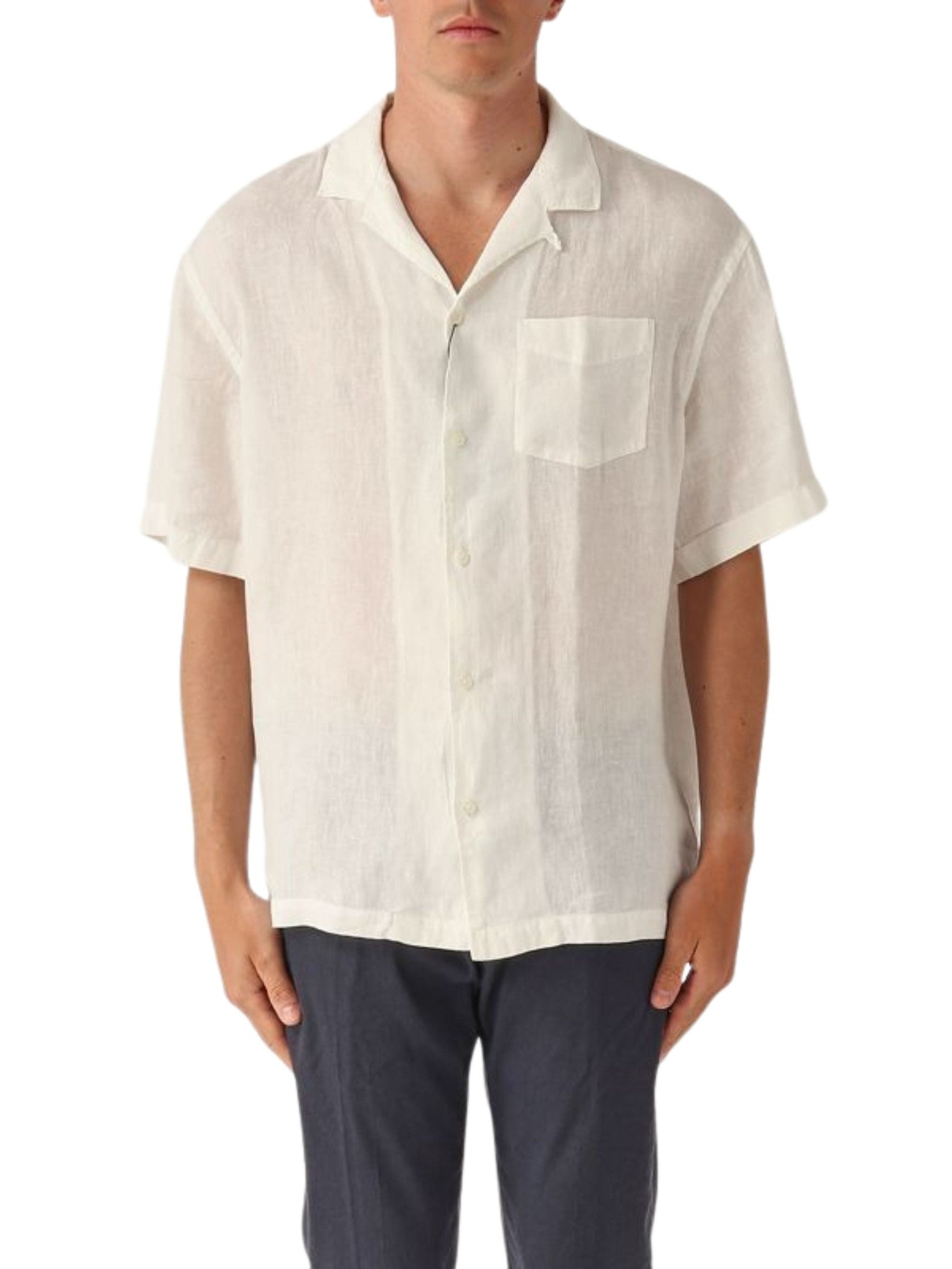 Camicia bart p. lino m/ c tinto capo