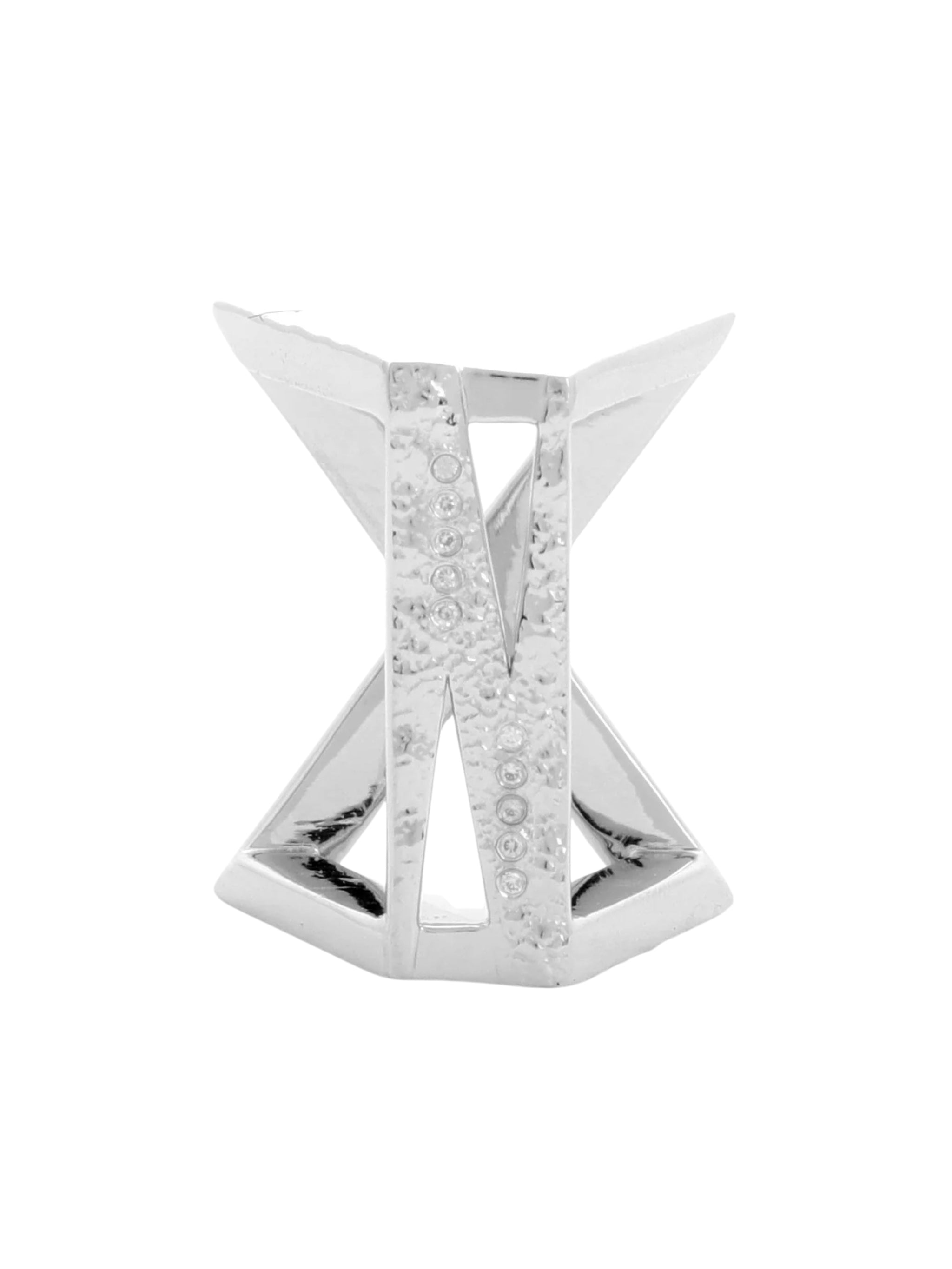 Najdi x ring in sterling silver & rhodium and white cz