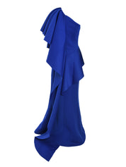 RUFFLED SCUBA LONG DRESS