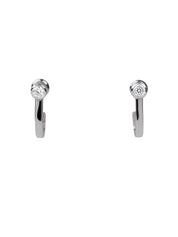 J earrings in sterling silver & rhodium and white cz