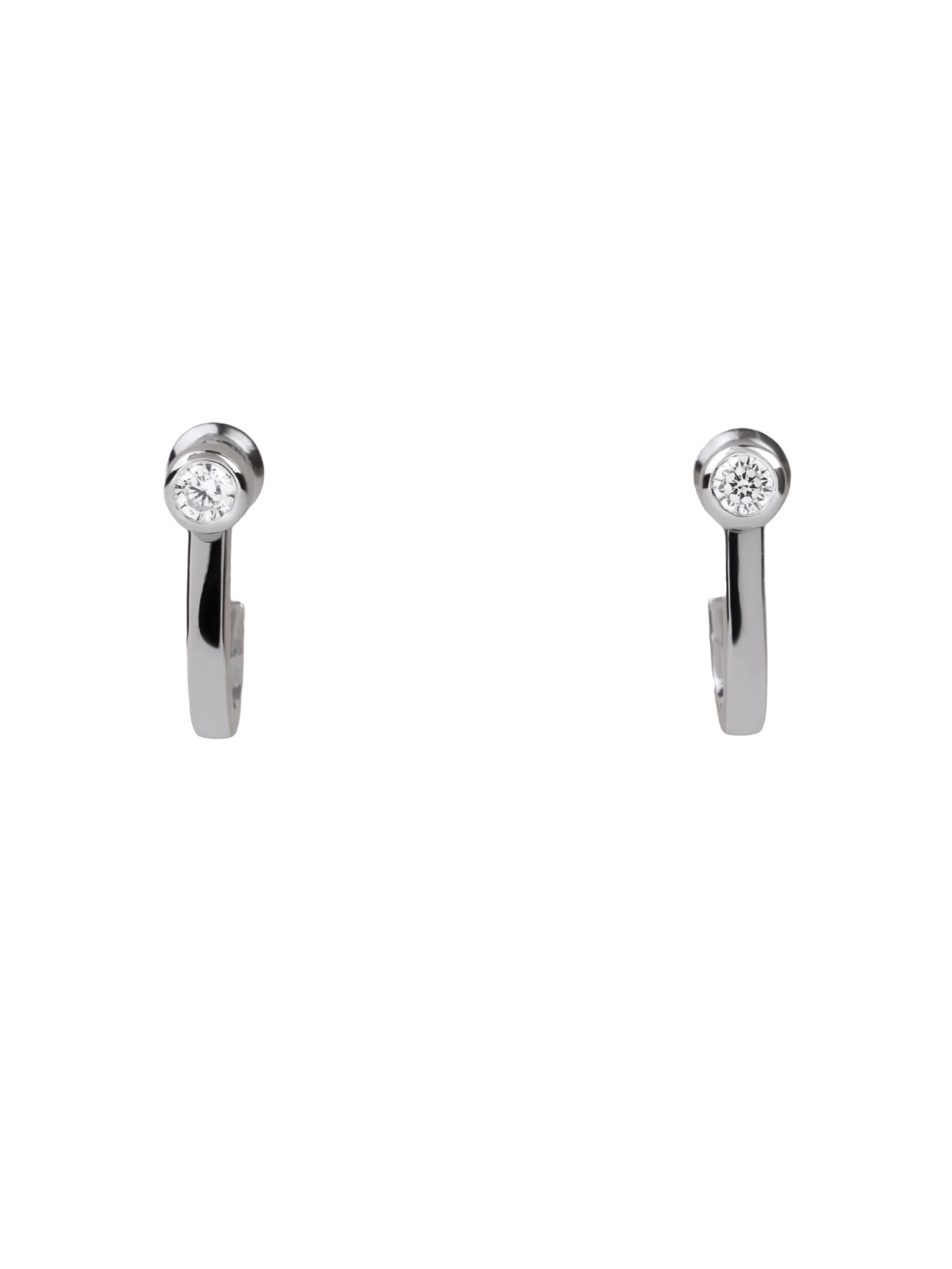 J earrings in sterling silver & rhodium and white cz