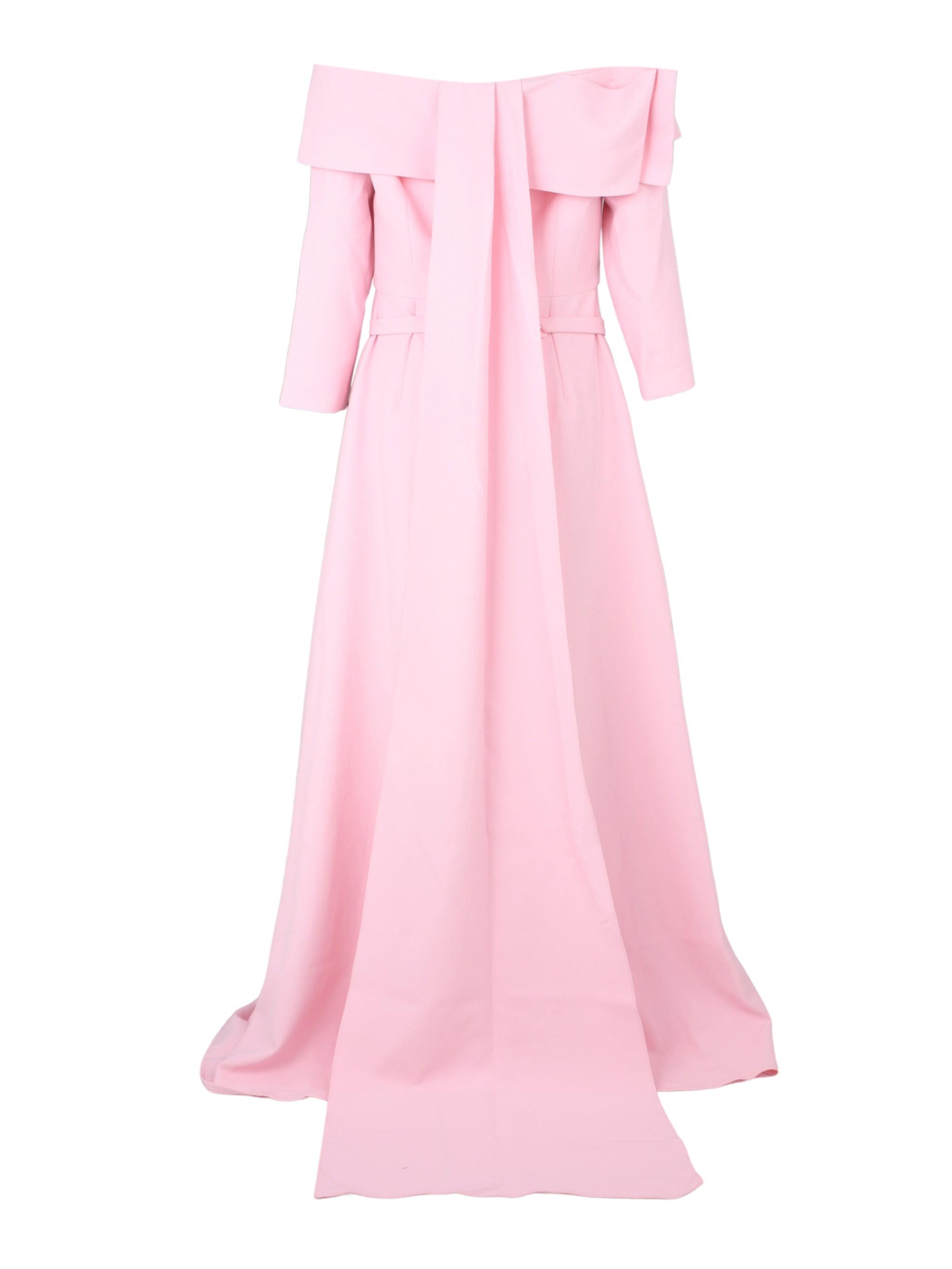 Off shoulder a-line gown with back bow detail