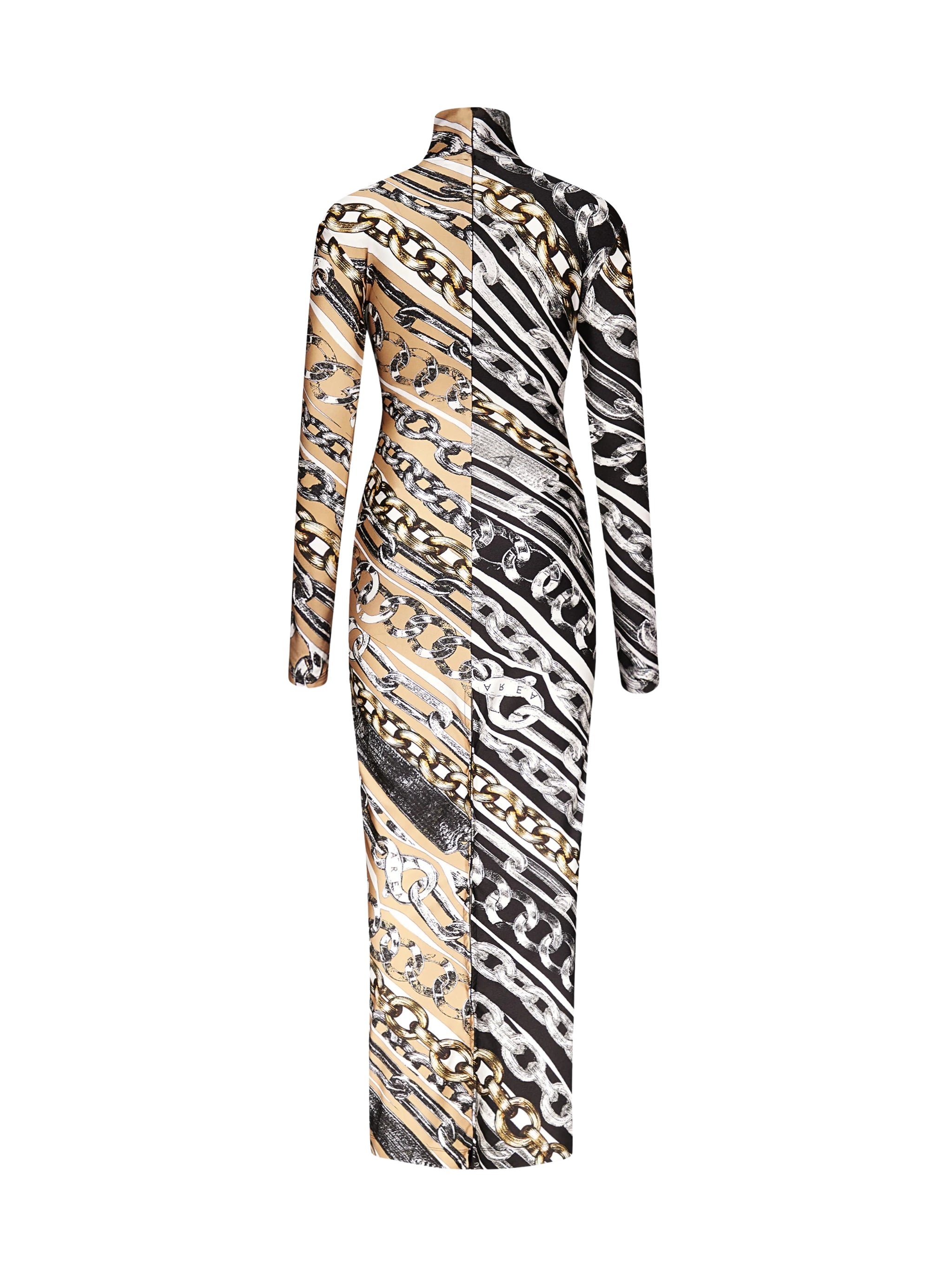 CHAIN PRINTED LONG SLEEVE MAXI DRESS