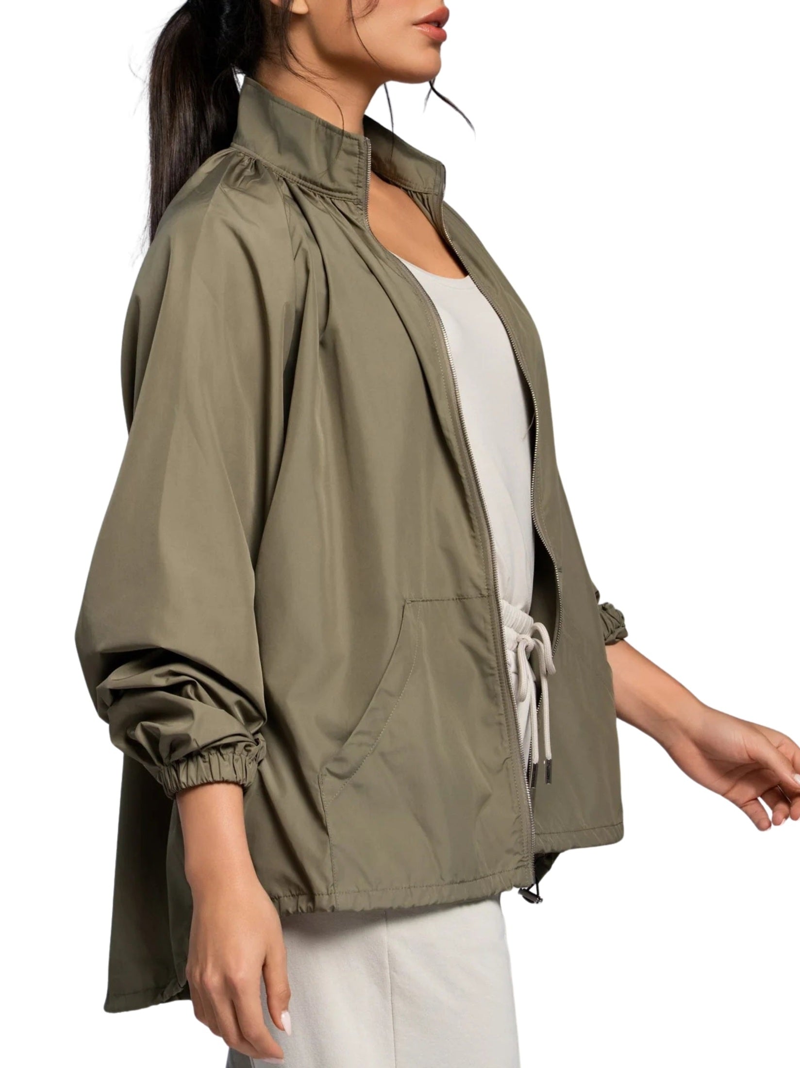 Gathered parka easonal green