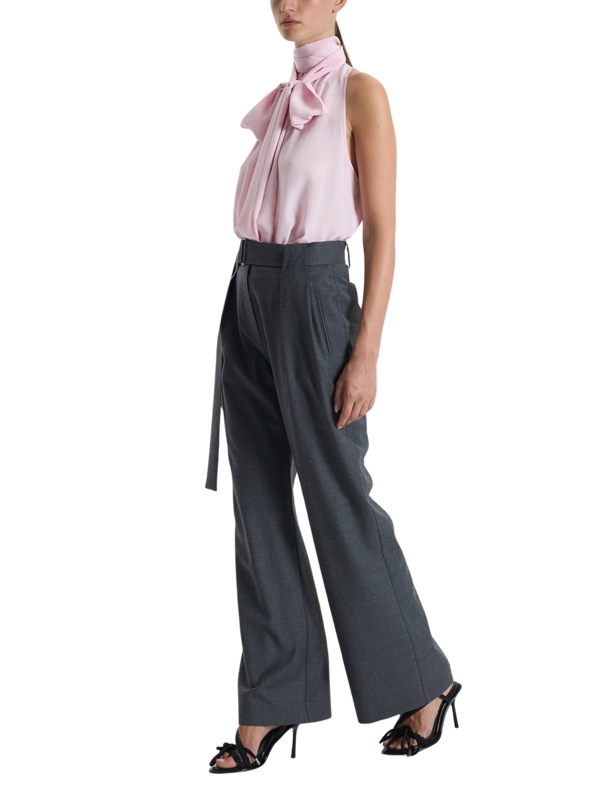 BELTED WIDE LEG TROUSERS