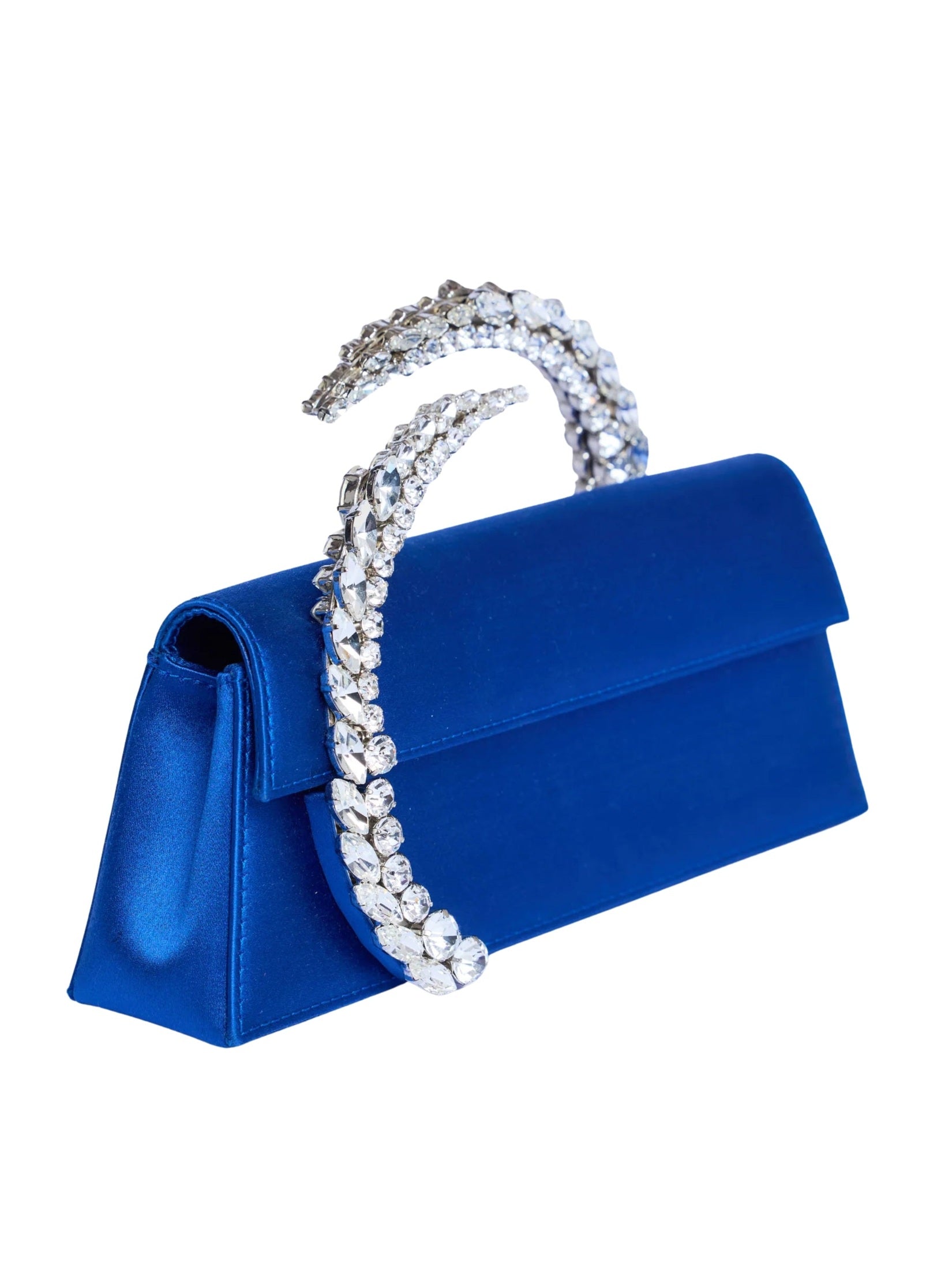 Karma Stone-Encrusted Satin Clutch Electric Blue