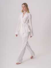 White Linen Jacket with Collar Detail